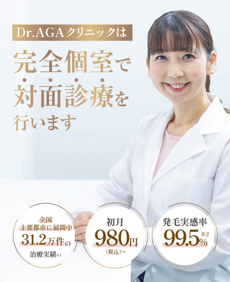 Dr.AGAクリニックは完全個室で対面診療を行います